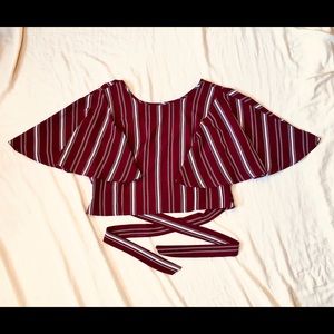 Charlotte Russe- Burgundy Stripped Crop Top